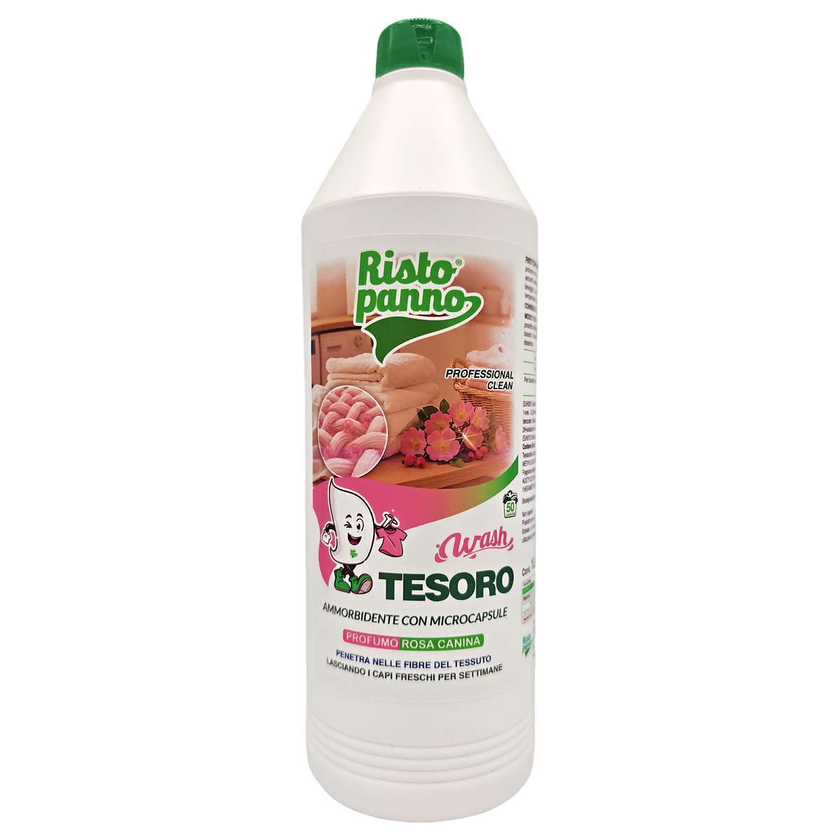 Wash Tesoro Rosa Canina 1 L, fronte del flacone con l’etichetta
