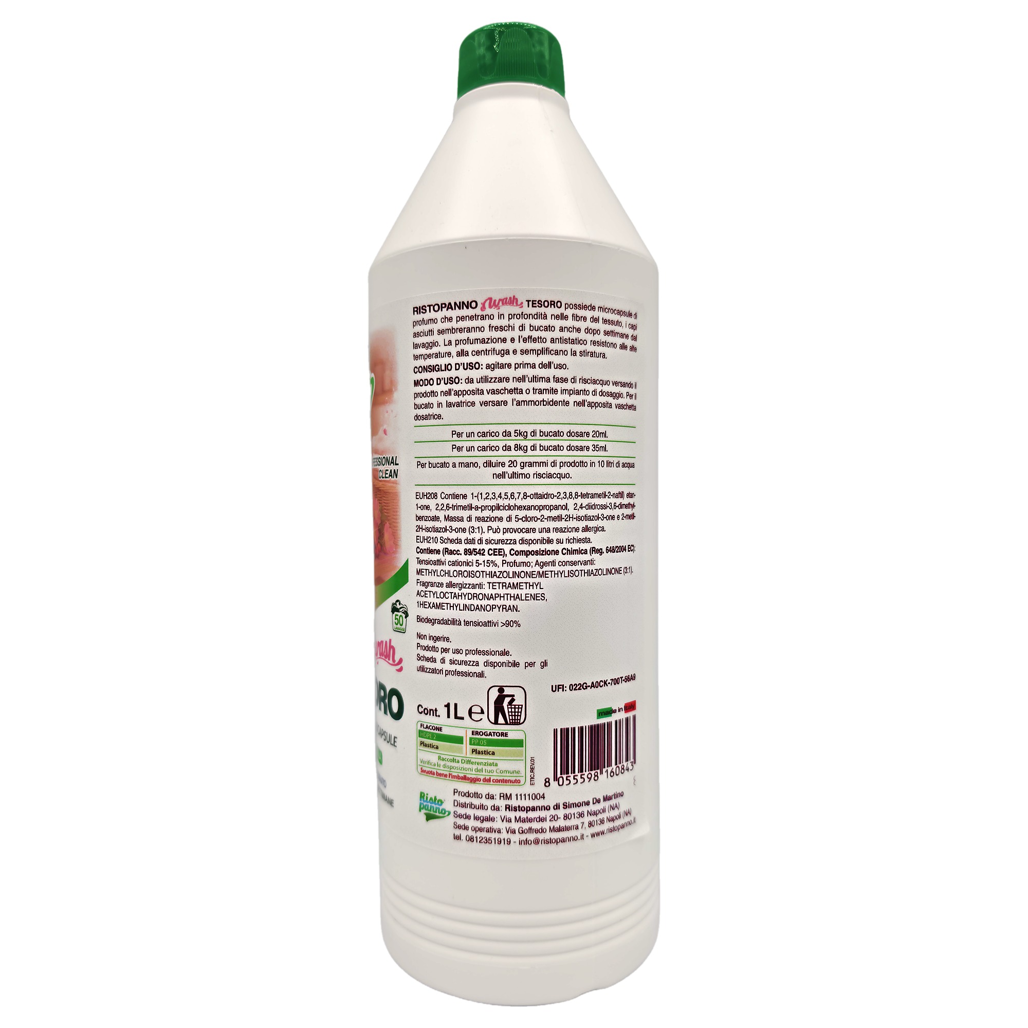 Wash Tesoro Rosa Canina 1 L, retro del flacone: modo d’uso, avvertenze di sicurezza e composizione