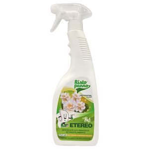 Poof Etereo 750 ml, fronte del flacone con l’etichetta