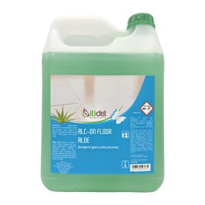 Tanica da 5 litri di Alc-On Floor Aloe, detergente igienizzante profumato per pavimenti