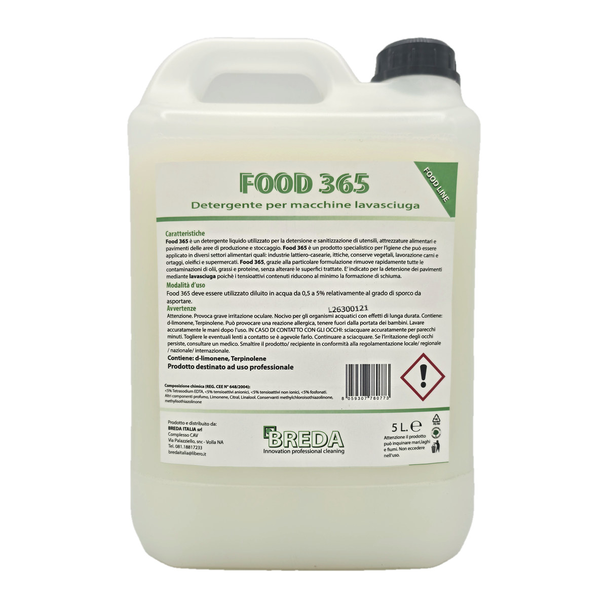 Tanica da 5 litri di Food 365, sanitizzante clorato concentrato per superfici a contatto con alimenti