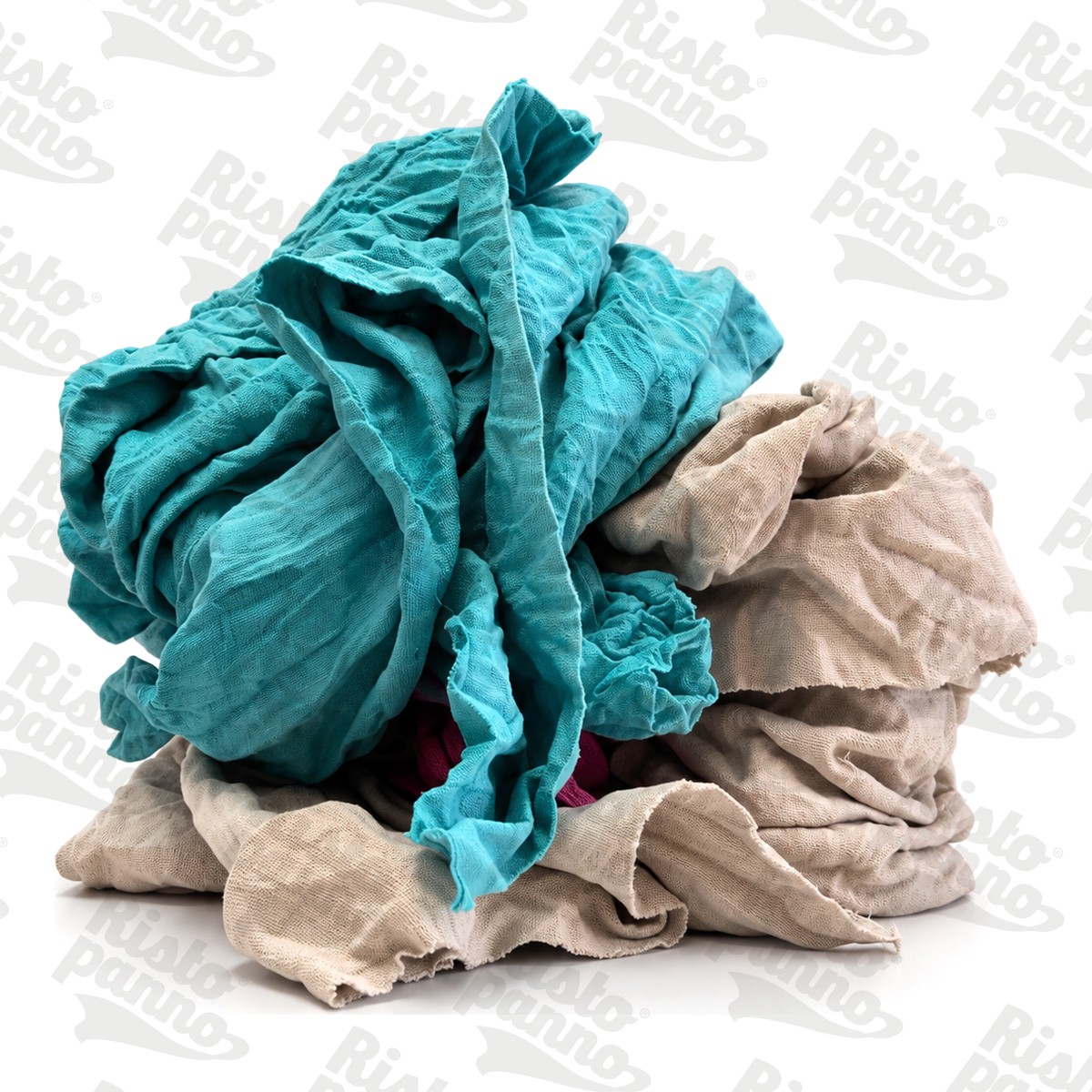 Stracci assorbenti in cotone chiaro: pezzi verde acqua e beige
